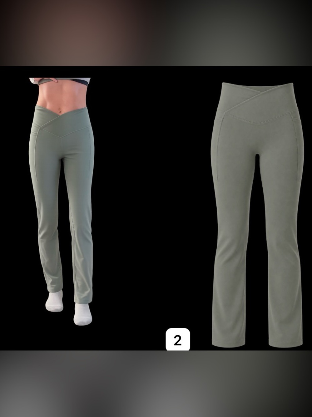 Danskin Olive Green Boot-Cut Yoga Pants with Cross-Over Waistband